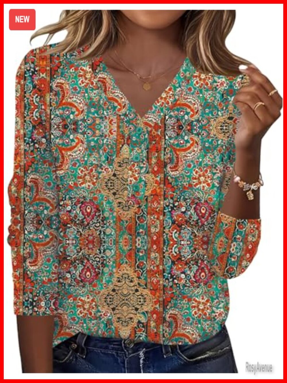 Women Long Sleeve V Neck Button Down Blouse Relaxed Fit Henley Top